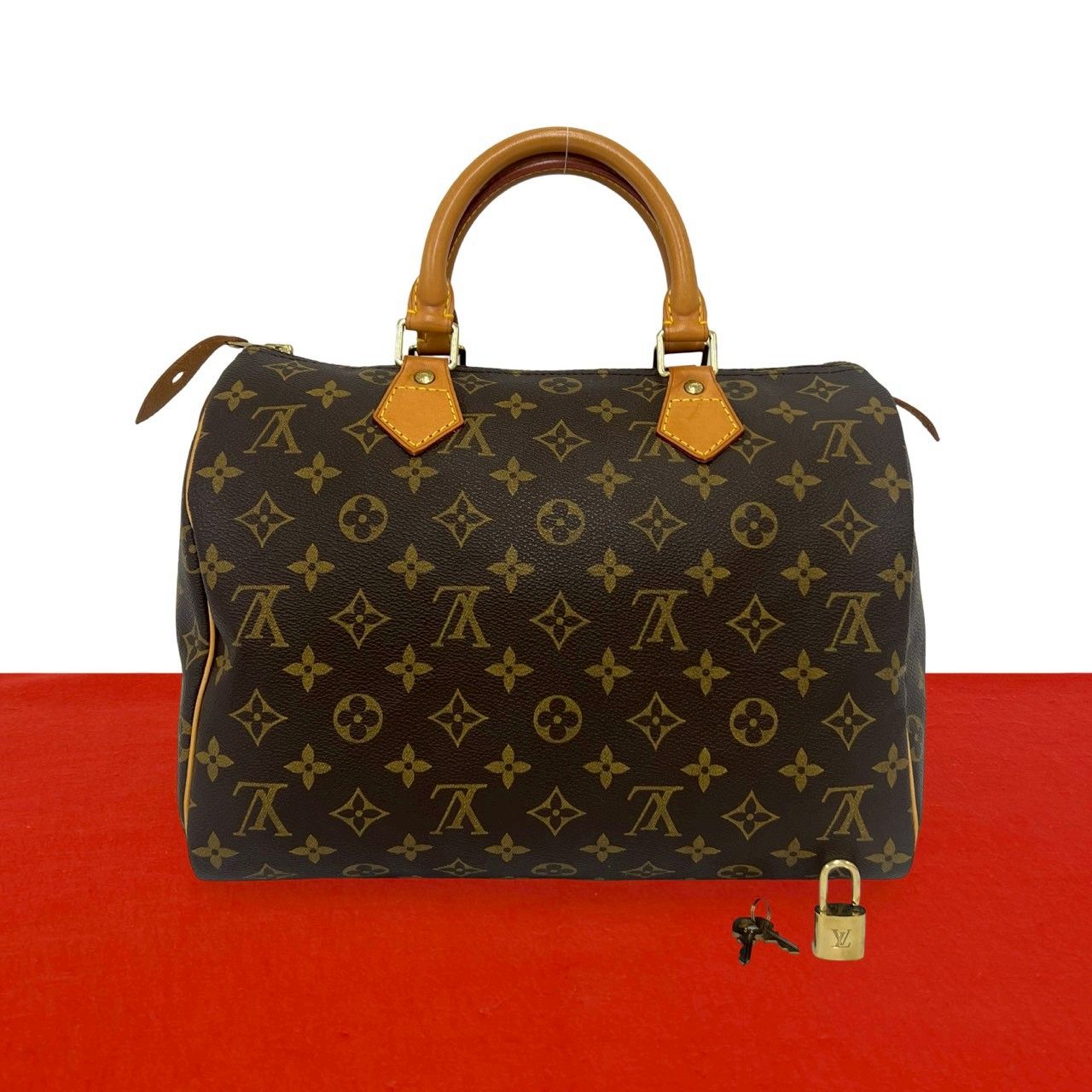 極 美品 LOUIS VUITTON ルイヴィトン ヴィンテージ スピーディ 30 モノグラム レザー ハンドバッグ ミニ ボストンバッグ ブラウン 25638