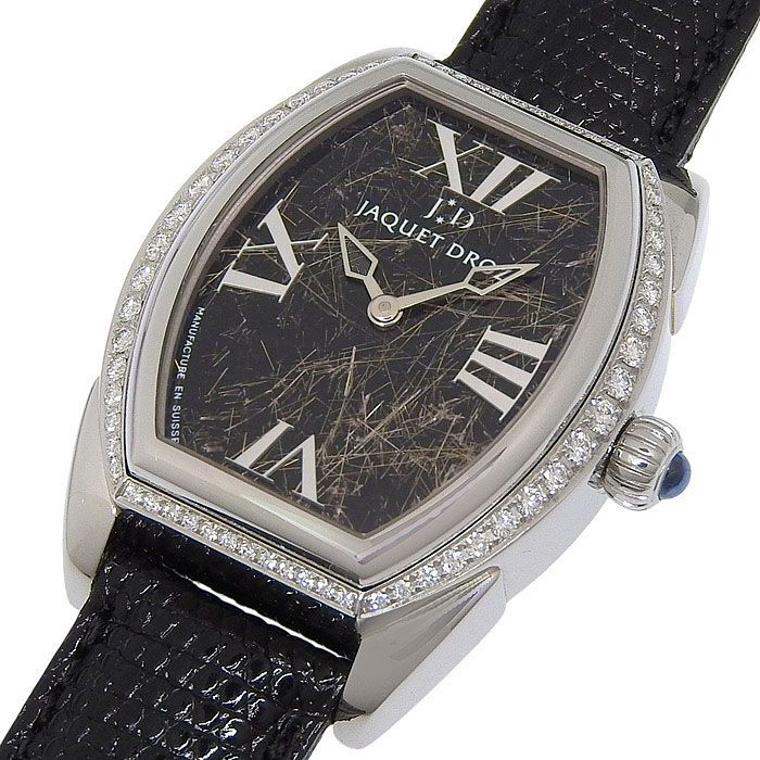 JAQUET DROZ ジャケ・ドロー トノウ ローマン ブラック文字盤 SS ステンレススチール レザー 52.1g 腕時計 自動巻き レディース 送料無料 241001028960 ★