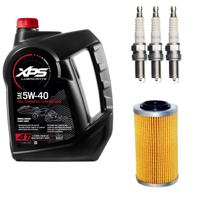 SEA-DOOメンテナンスセット (オイル3.7L×1本+社外品オイルフィルター+DCPR8E 3本) 260馬力以下モデル用(-2017年) *スパーク除く
