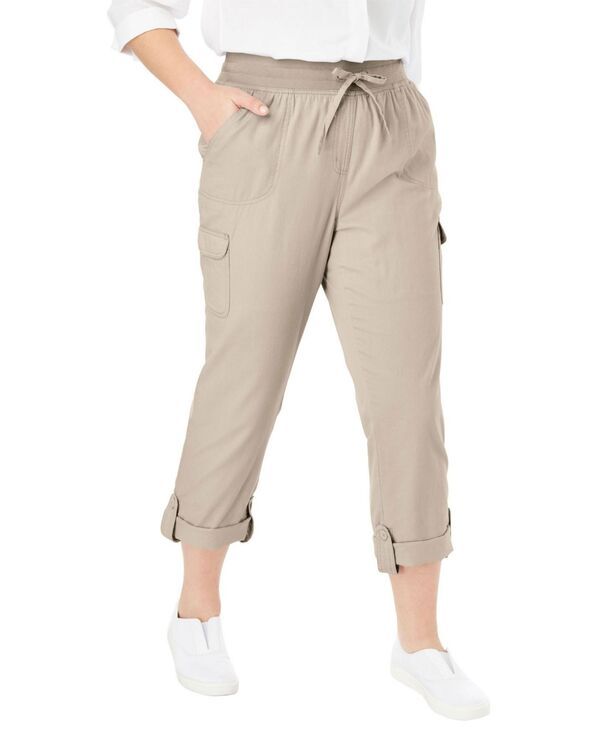 ウーマン ウィズイン レディース ボトムス カジュアルパンツ カーゴパンツ キャップ Woman Within Womens Within Convertible Length Cargo PantCapri Natural khaki カーキ