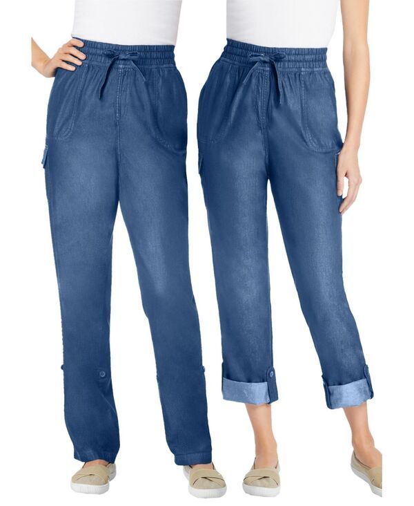 ウーマン ウィズイン レディース ボトムス カジュアルパンツ カーゴパンツ キャップ Woman Within Womens Within Convertible Length Cargo PantCapri Medium stonewash sanded