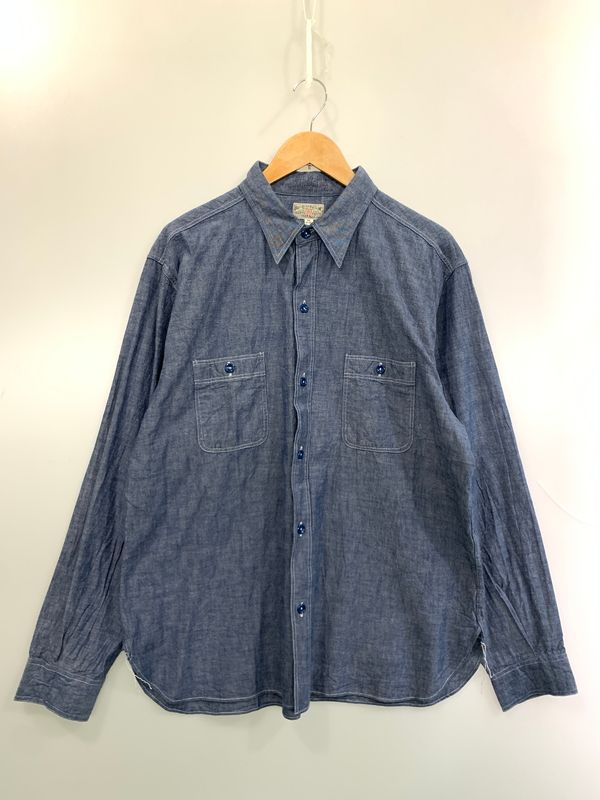 BUZZ RICKSON'S バズリクソンズ BLUE CHAMBRAY WORK SHIRT BR25995 ブルー シャンブレー ワークシャツ 長袖シャツ トップス 【145-260529-yn-12-min】