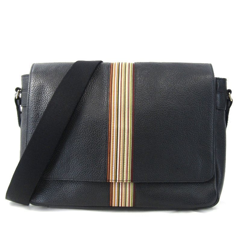 Paul Smith ポールスミス ショルダーバッグ 5420/A40009/79 レザー マグネット式開閉 フラップ シボ革 ブラック 黒 61005627