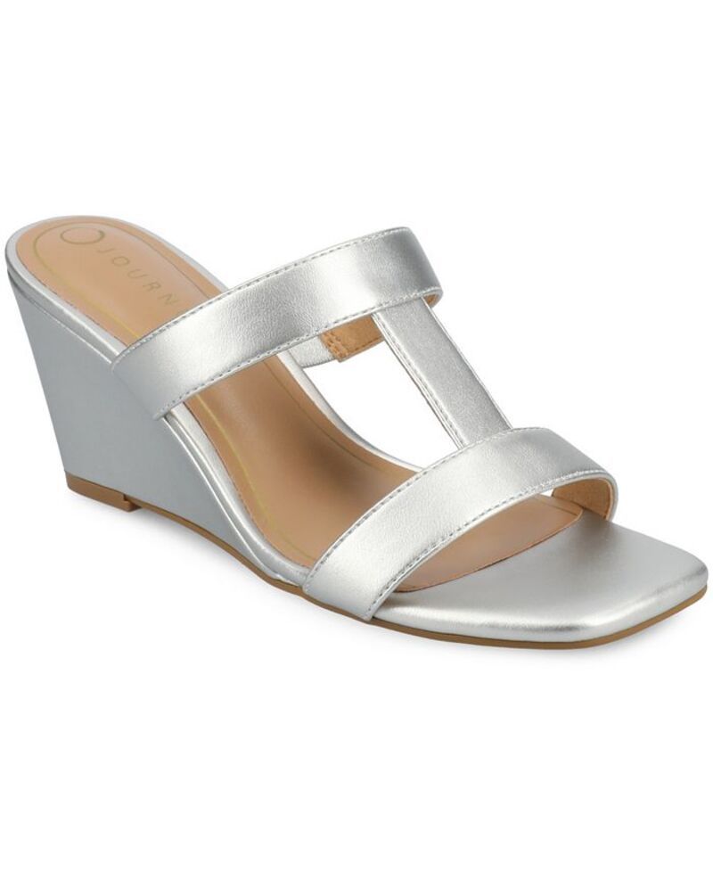 ジュルネ コレクション レディース シューズ サンダル Journee Collection Womens Clodie Dressy Wedge Sandals Silver シルバー