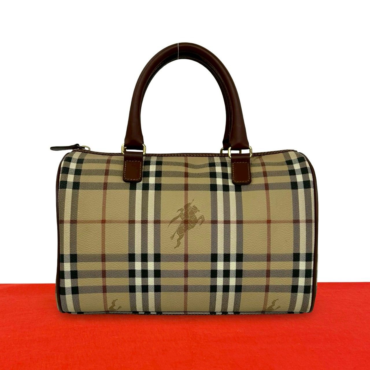 【極美品】バーバリー ハンドバッグ ノバチェック シャドーホース ボストン 極 美品 BURBERRY バーバリー ノバチェック シャドーホース 柄 レザー
