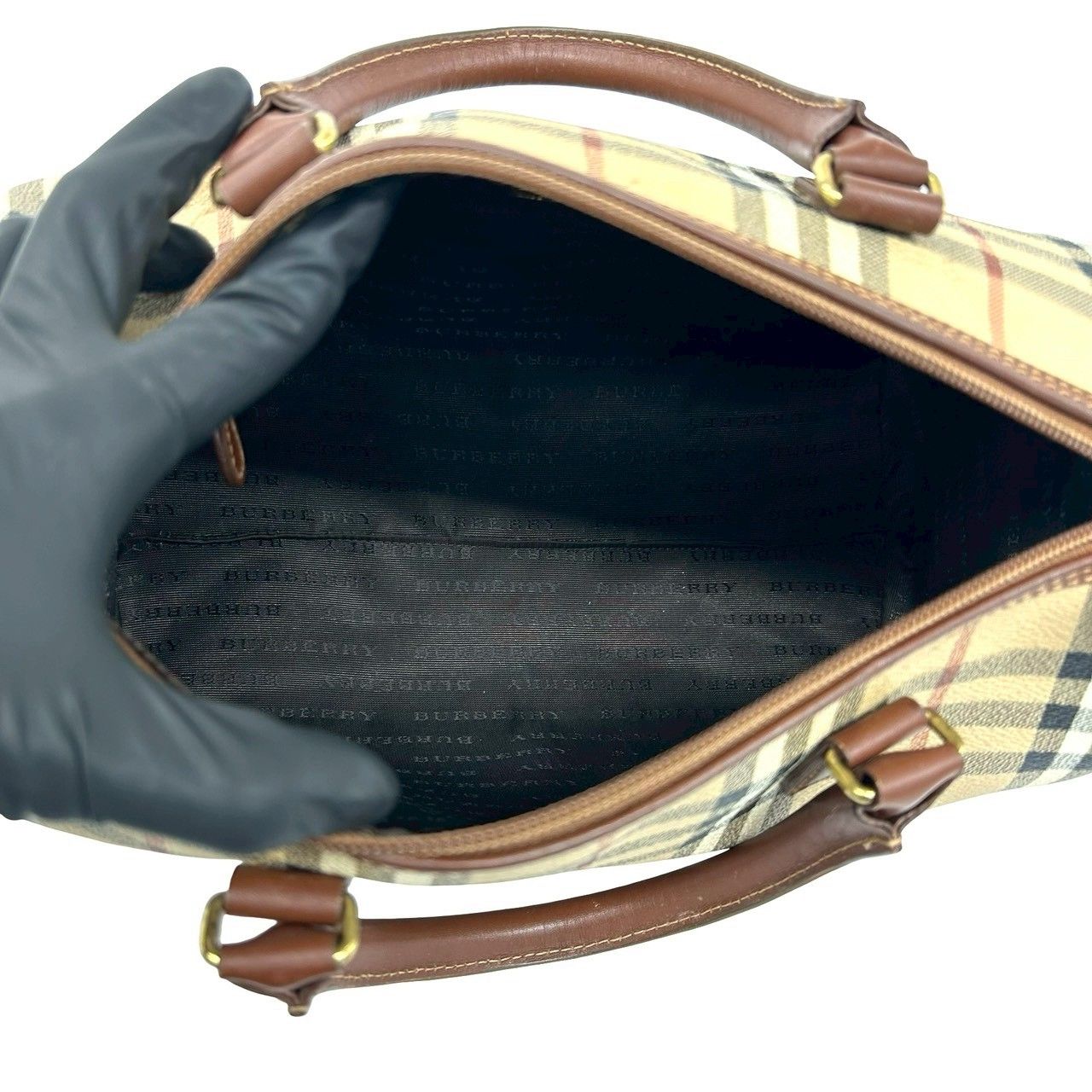 極 美品 BURBERRY バーバリー ノバチェック シャドーホース 柄 レザー