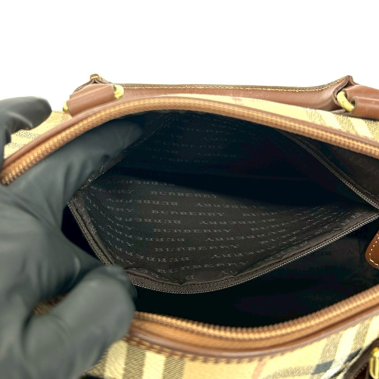 極 美品 BURBERRY バーバリー ノバチェック シャドーホース 柄 レザー