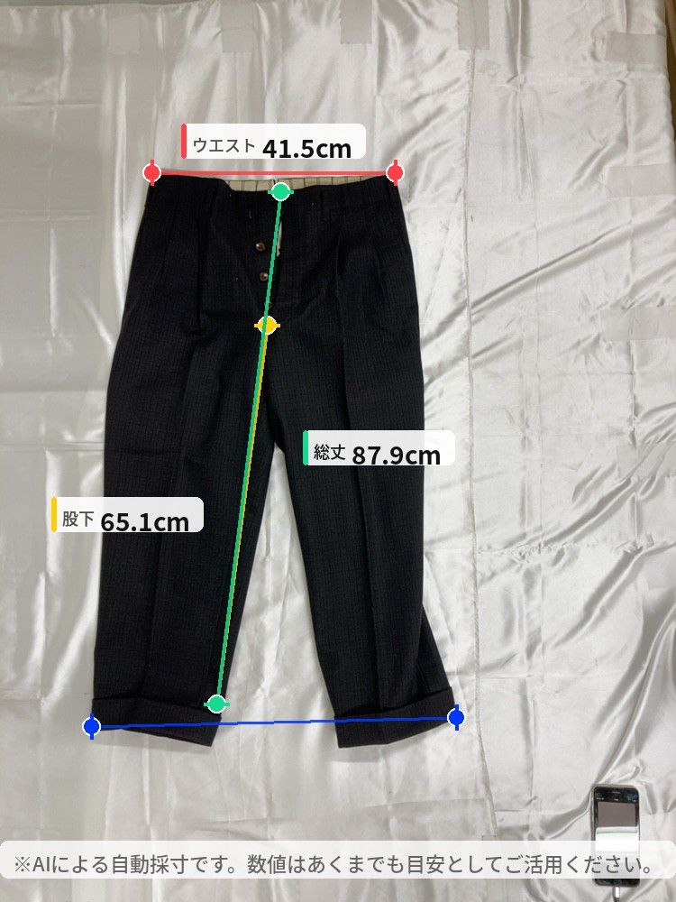 チェック柄 スラックス パンツ ダークグレー メンズ ダブル裾 - メルカリ