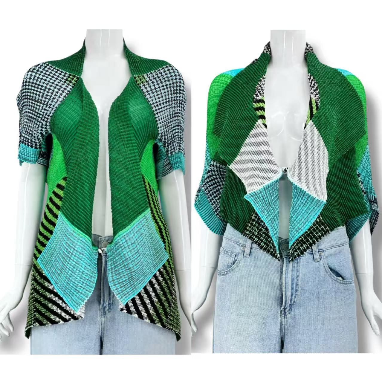 極美品 ISSEY MIYAKE イッセイミヤケ カーディガン 2way グリーン サイズ2