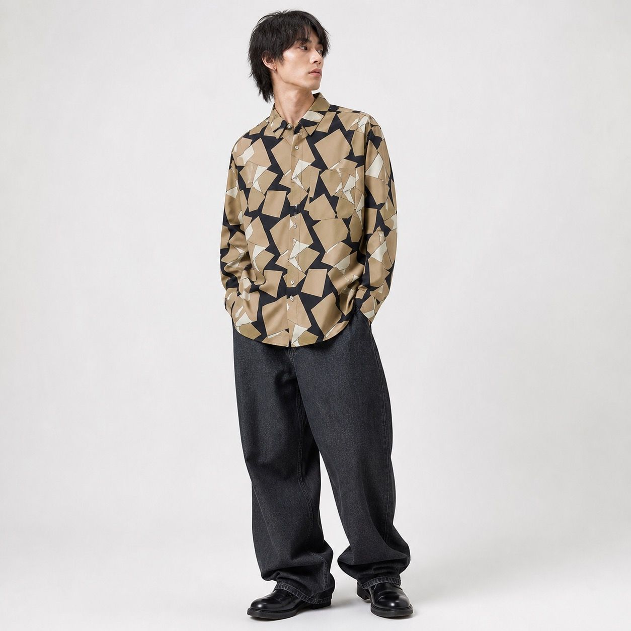 Supreme 総柄 長袖シャツ ベージュ ブラック-新作アイテム入荷中