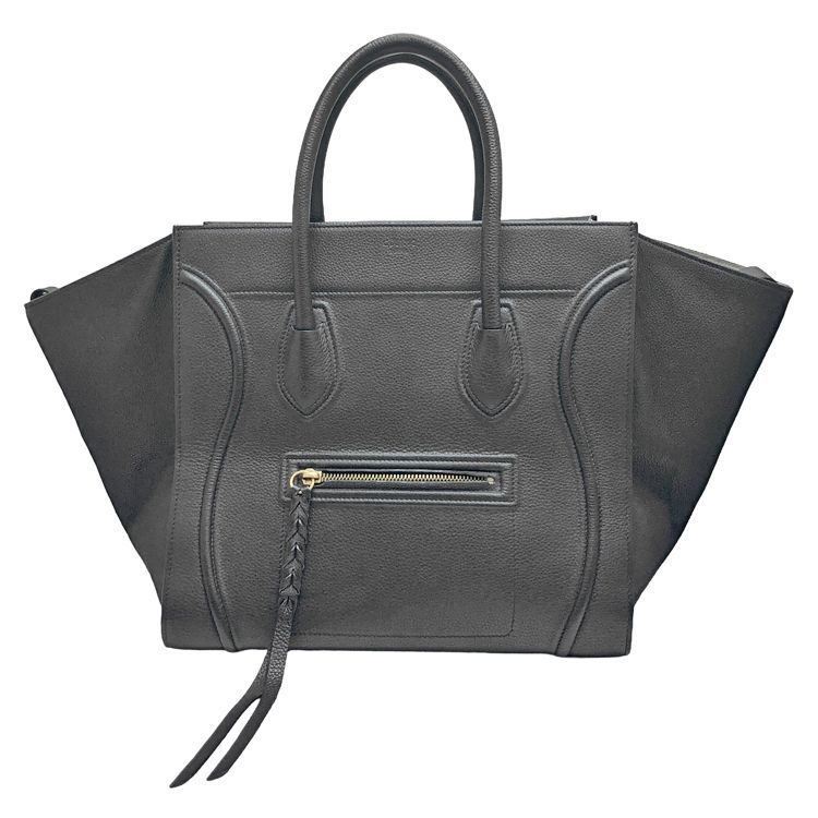CELINE セリーヌ ラゲージ ファントム ハンドバッグ ブラック カーフレザー シルバー金具 レディース