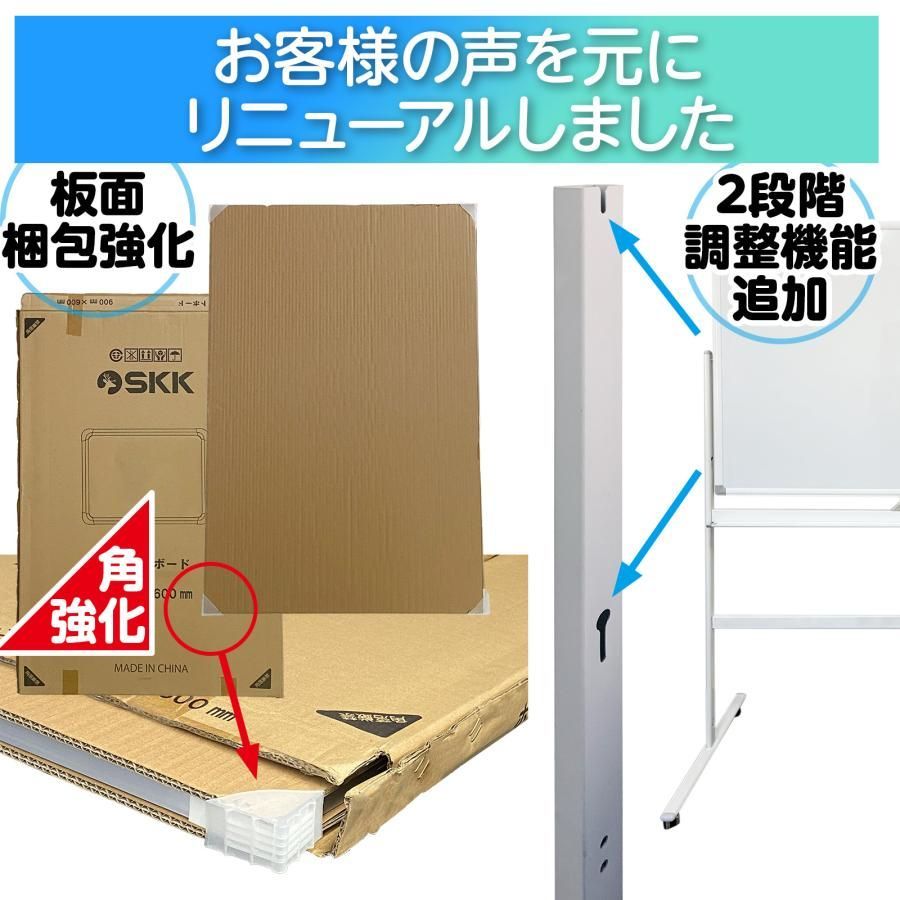 #635 ホワイトボード 180×90cm 脚付き 両面 回転式 スチール キャスター付き 事務所 会社 会議 オフィス ※北海道、沖縄本島、沖縄の離島、その他離島へは別途配送料有り