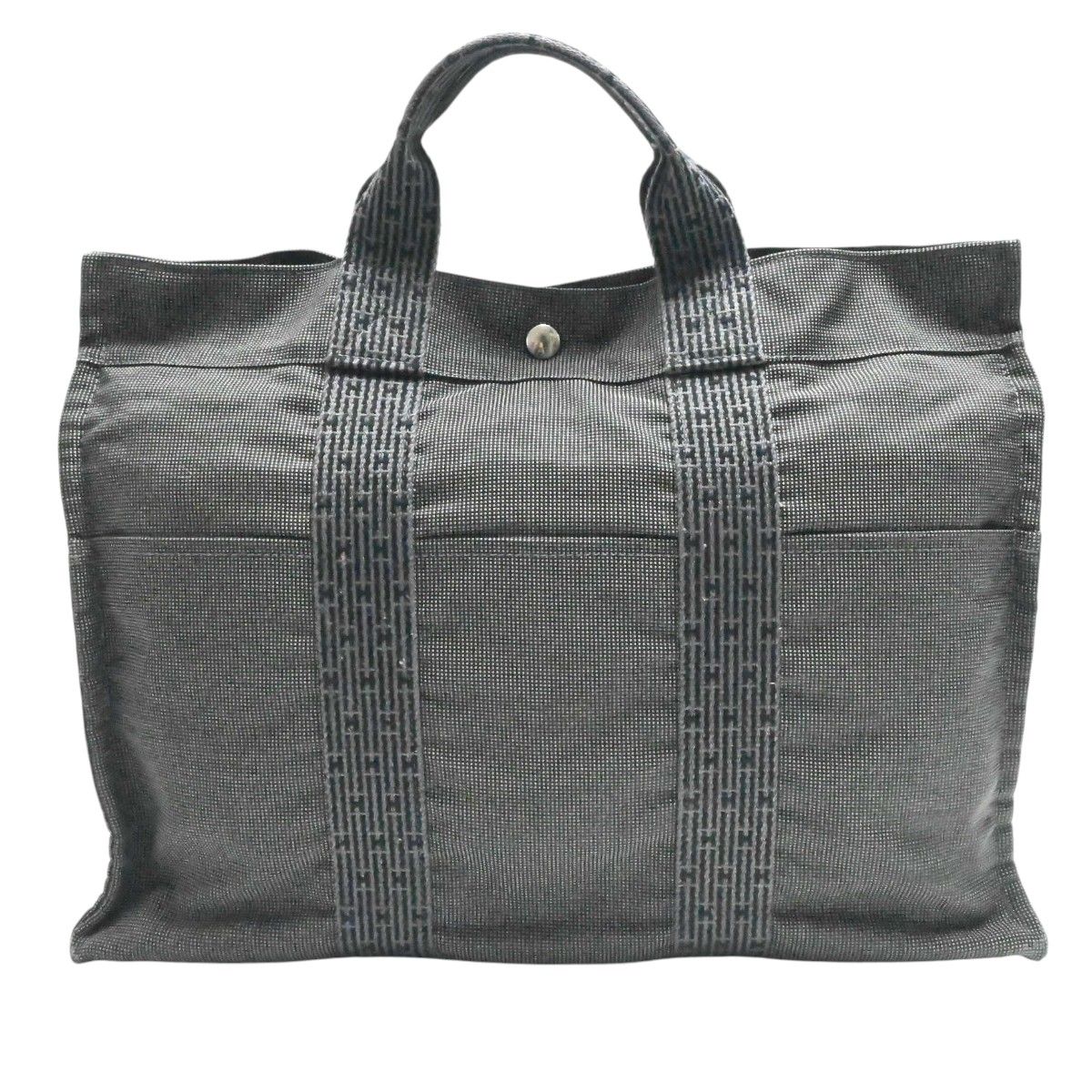 HERMES エルメス エールラインMM キャンバス トートバッグ グレー M2606-k016
