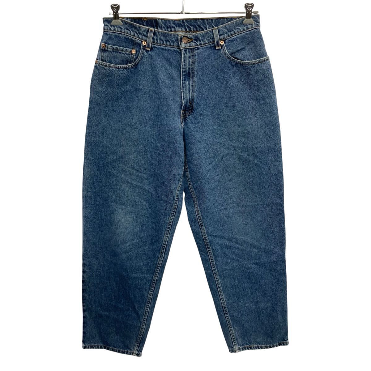 90s メキシコ製 Levi's 570 デニムパンツ W33 ブルー リーバイス ジップアップ 98年製 紙タグ バギーフィット アメカジ ジーンズ 2603-335