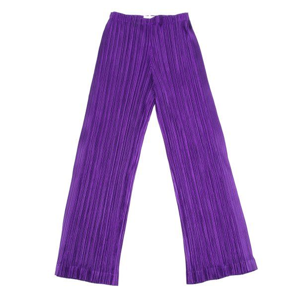 プリーツプリーズPLEATS PLEASE メタリックプリーツパンツ 紫1