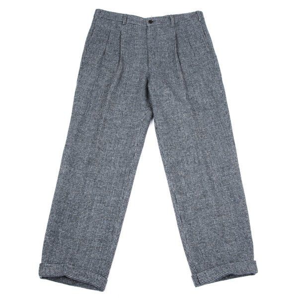 パパスPapas ウールツィードツータックパンツ 青黒白54XL