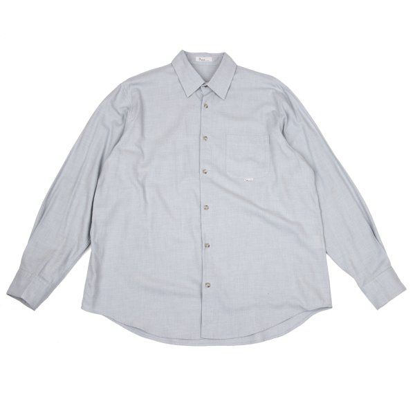 パパスPapas ウールコットン長袖シャツ グレー52LL