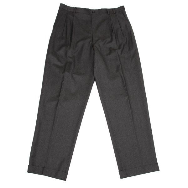パパスPapas ウールツータックパンツ チャコール54XL