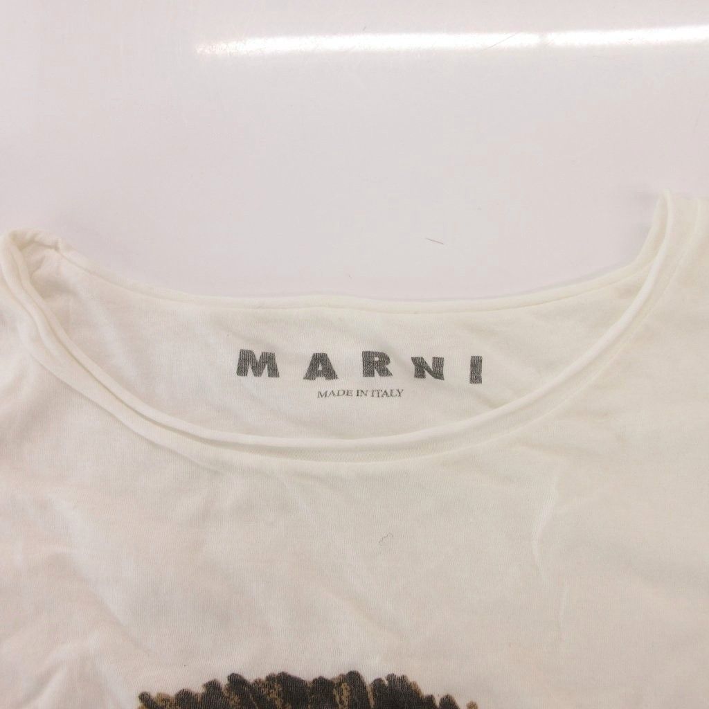 マルニ MARNI Tシャツ 42 白 ホワイト 半袖 イラストプリント ラウンド
