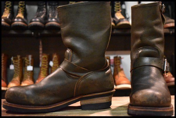 【7D 中古 PT99プリント 03年】レッドウィング 8273 エンジニア 緑 カンガタン グリーン スチールトゥ ブーツ redwing HOPESMORE【GE508】