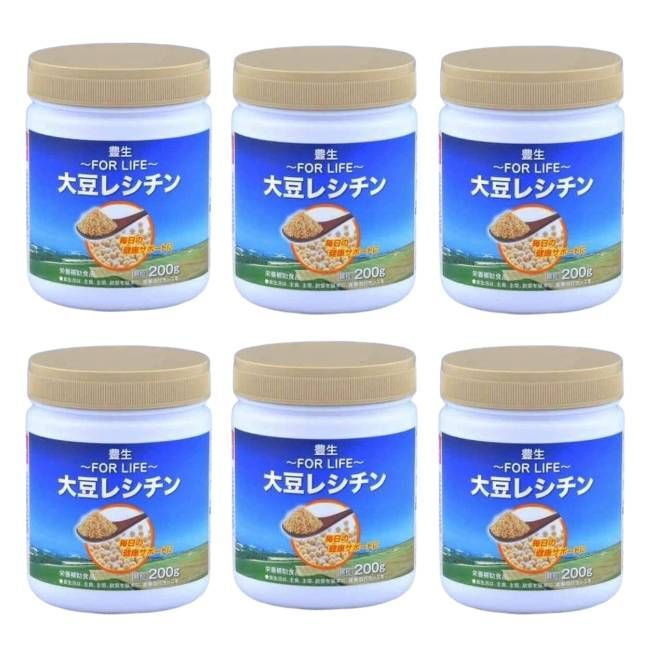 豊生 大豆レシチン （顆粒 200g）6個セット 乾燥剤入 栄養補助食品 健康食品 サプリメント サプリ 大豆 健康 ホスファチジルコリン リン脂質 送料無料