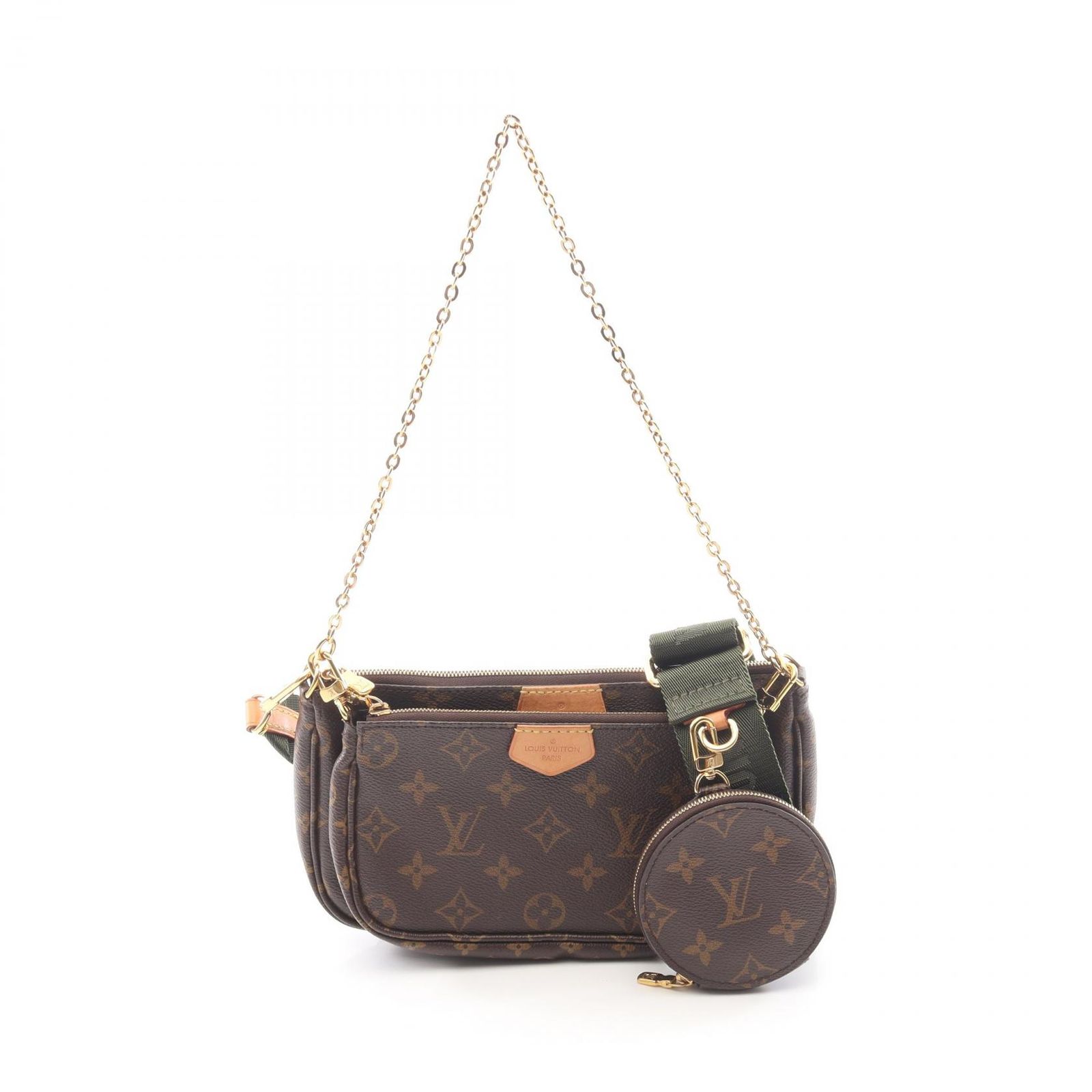 LOUIS VUITTON ルイ・ヴィトン ミュルティ ポシェットアクセソワール モノグラム カーキ ショルダーバッグ 143,400円