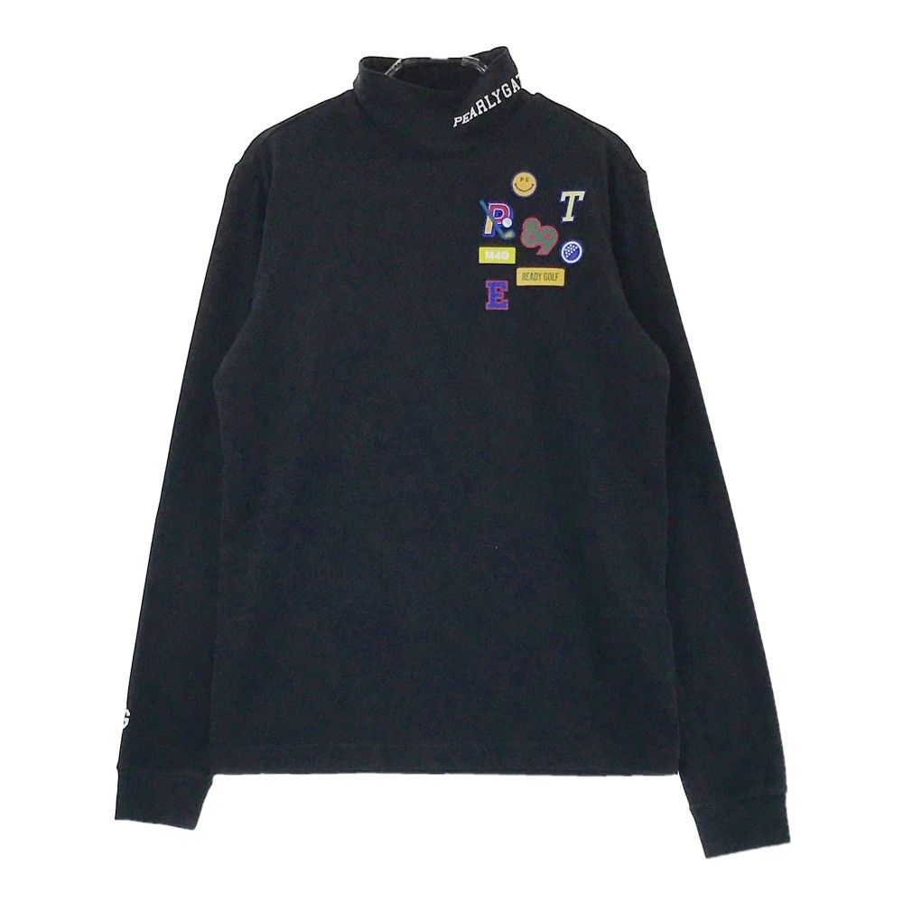 サイズ：1 PEARLY GATES パーリーゲイツ 2024年モデル ニコちゃん ハイネック長袖Tシャツ ブラック系 [240101416182] ゴルフウェア レディース ストスト