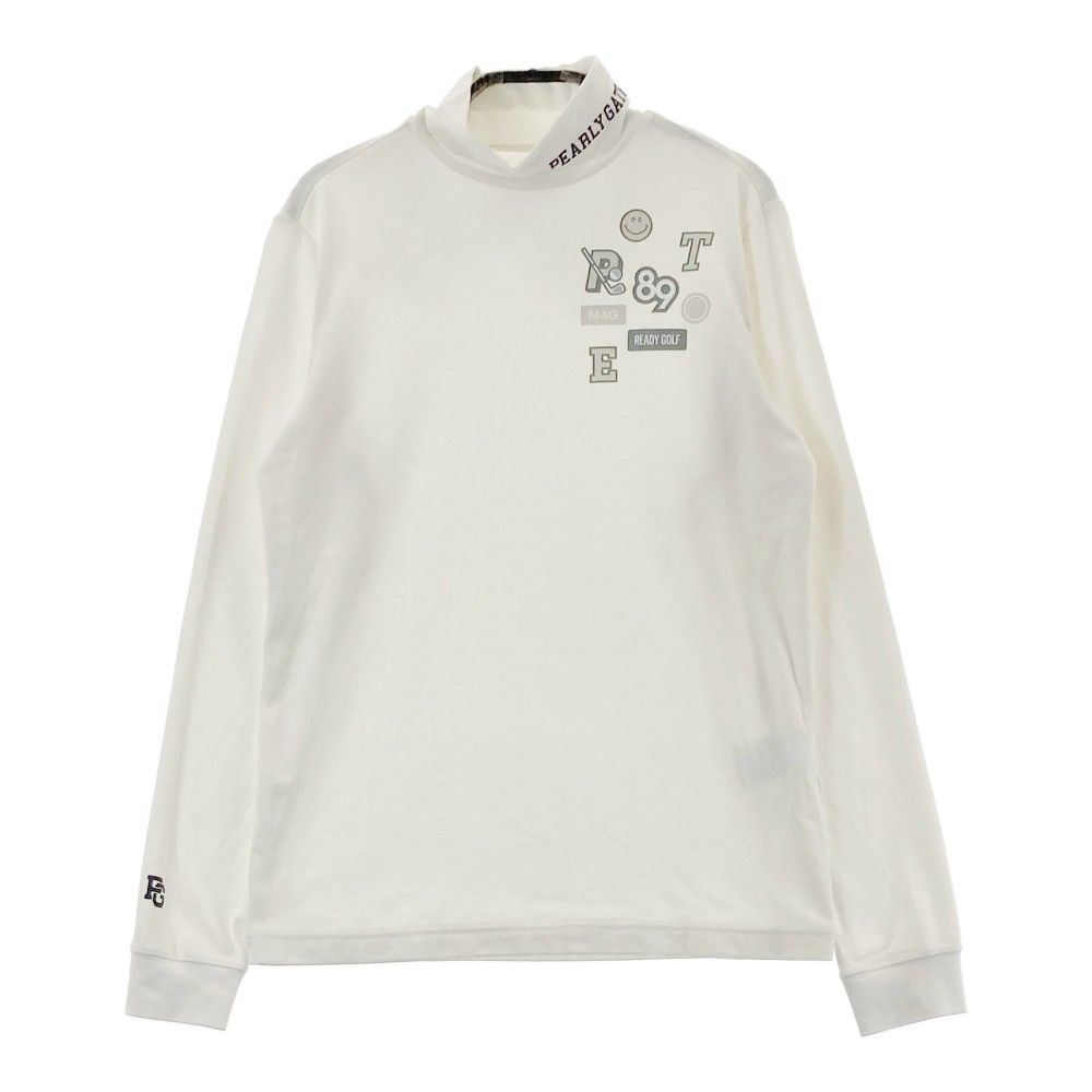 サイズ：1 PEARLY GATES パーリーゲイツ 2024年モデル ニコちゃん ハイネック長袖Tシャツ  ホワイト系 [240101416183] ゴルフウェア レディース ストスト サイズ：1 PEARLY GATES パーリーゲイツ 2024年モデル ニコちゃん