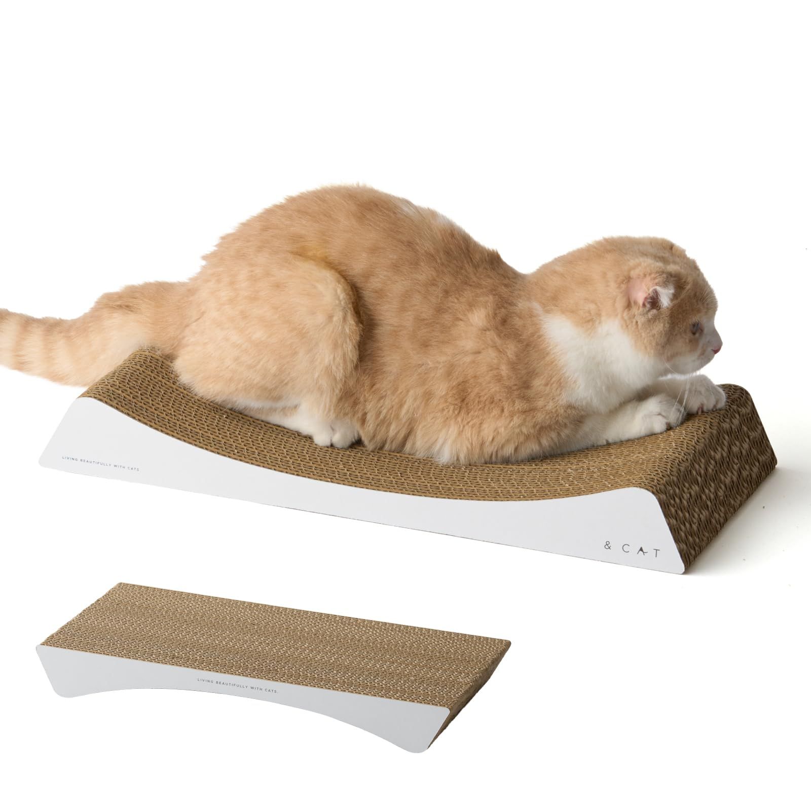 【研ぎカスがほぼ出ない、約1年長持ち】&CAT 猫 爪とぎ ダンボール 日本製 両面使用 高耐久 強化段ボール ペットベッド インテリア TOG Next （ホワイト）as f82e7447