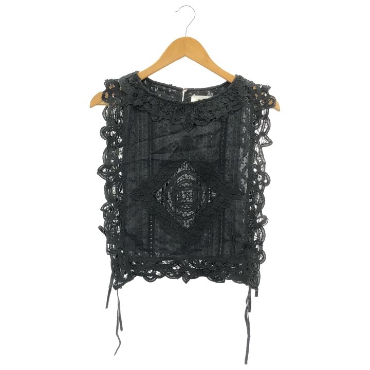 Sara mallika (サラマリカ) Cotton Batten Lace Ribbon Top 020151SA5 ブラック FREE