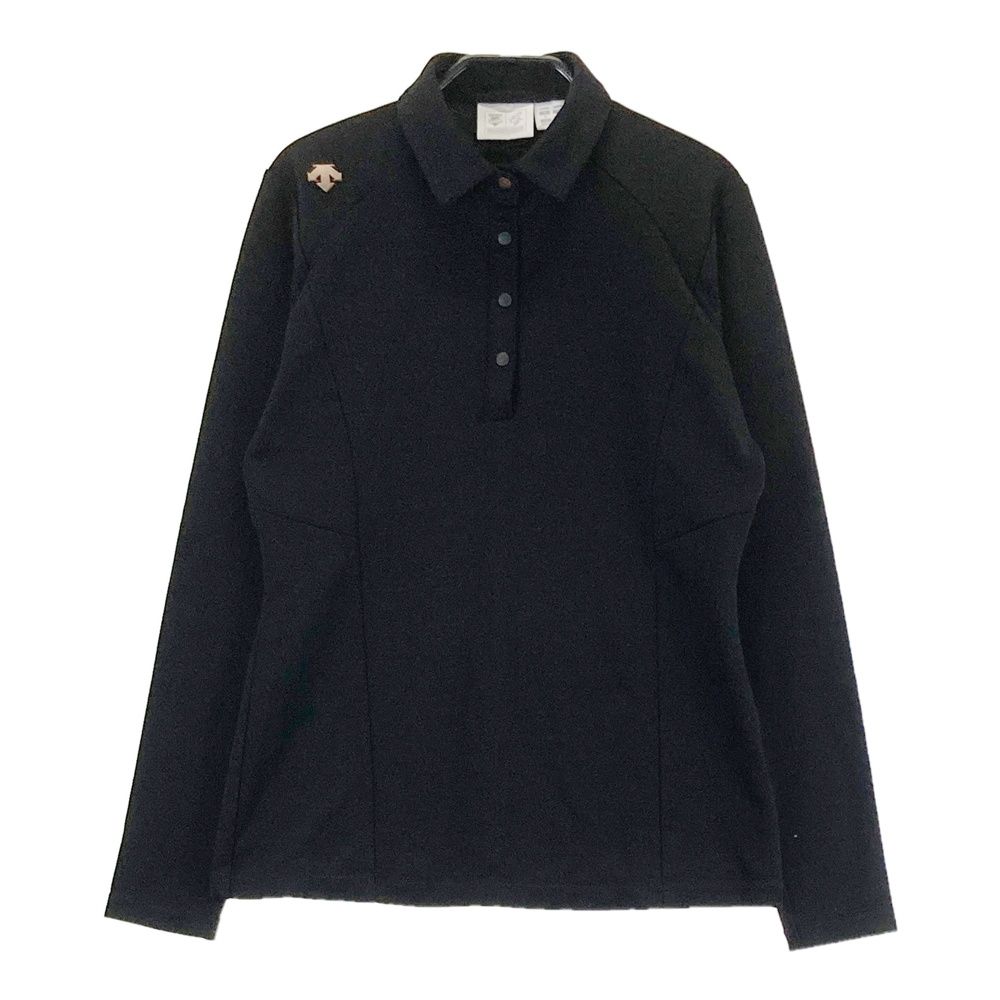 サイズ：M DESCENTE GOLF デサントゴルフ 長袖ポロシャツ ブラック系 [240101466108] ゴルフウェア レディース ストスト