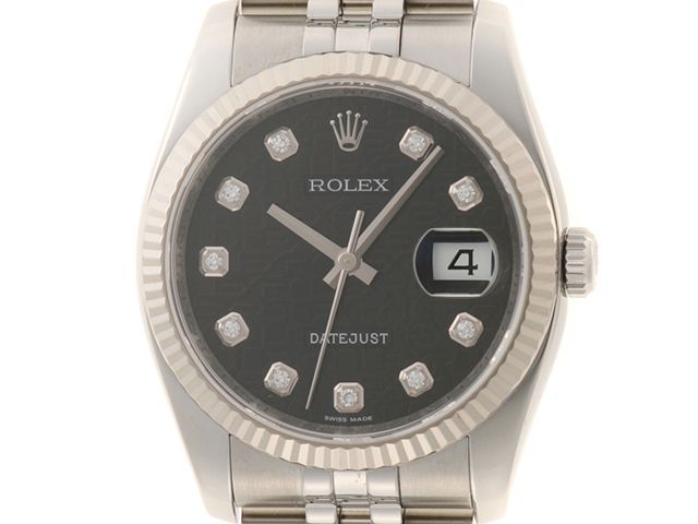 ROLEX ロレックス ウォッチ デイトジャスト 時計 116234G 腕時計 ステンレス/ホワイトゴールド シルバー 自動巻き ﾌﾞﾗｯｸ文字盤 メンズ【中古】【【436】】