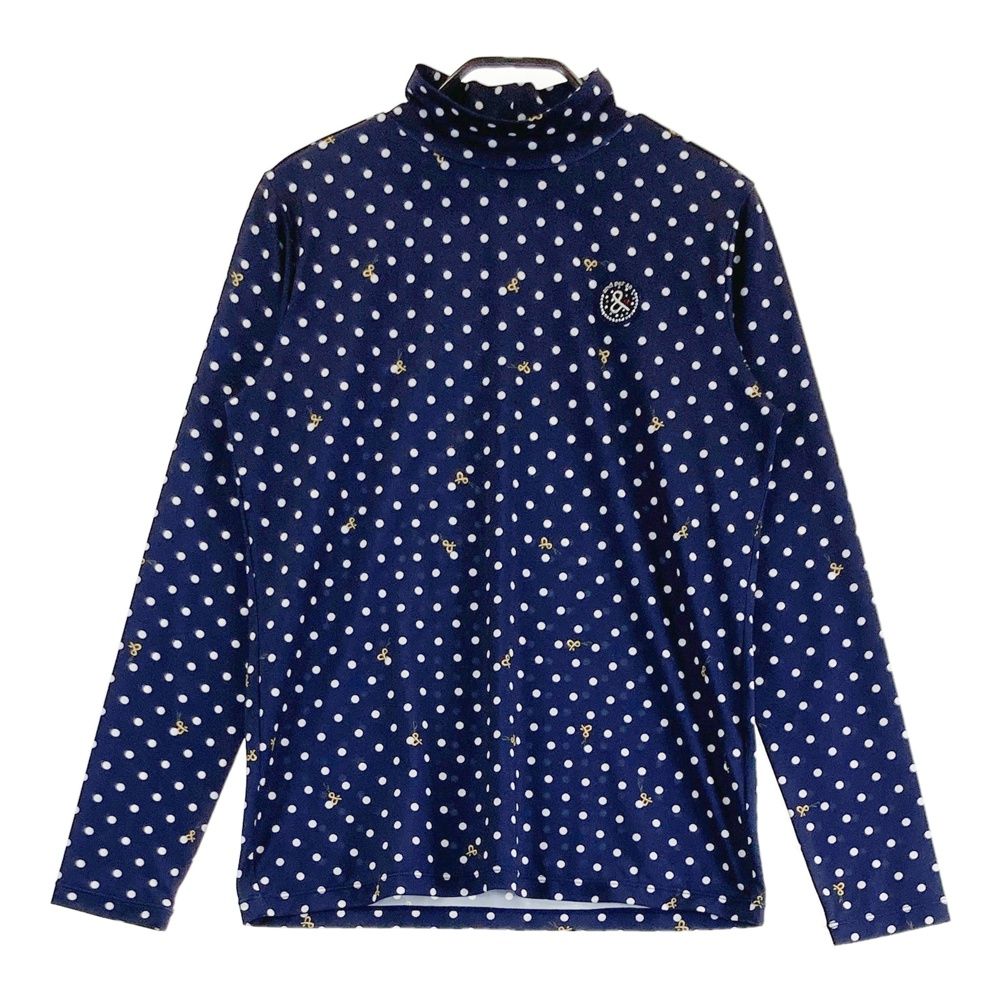 サイズ：M AND PER SE アンパスィ ハイネック長袖Tシャツ ドット柄 ネイビー系 [240101568091] ゴルフウェア レディース ストスト