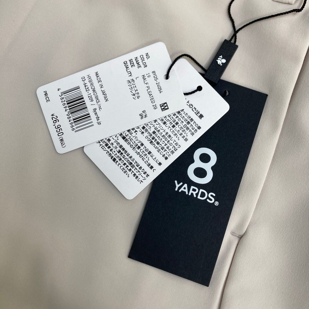 サイズ：L 8YARDS ハチヤーズ プリーツ ストレッチスカート ベージュ系
