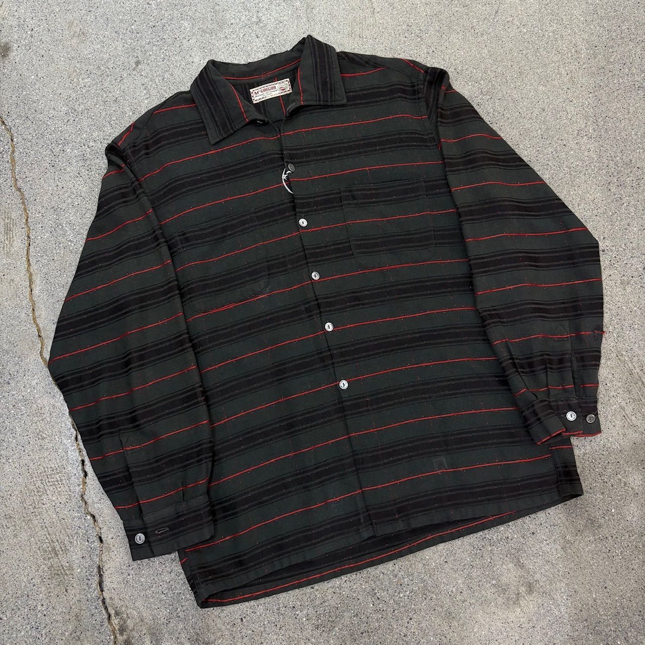 【McGREGOR】50s～ Wool×Rayon Italian Collar Shirt M 