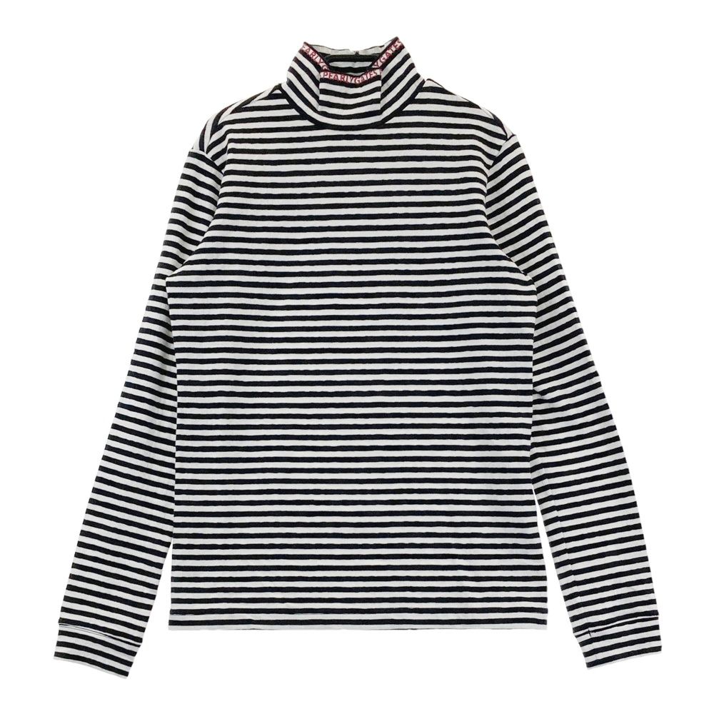 サイズ：1 PEARLY GATES パーリーゲイツ 2024年モデル ハイネック 長袖Tシャツ ボーダー柄 ブラック系 [240101597658] ゴルフウェア レディース ストスト