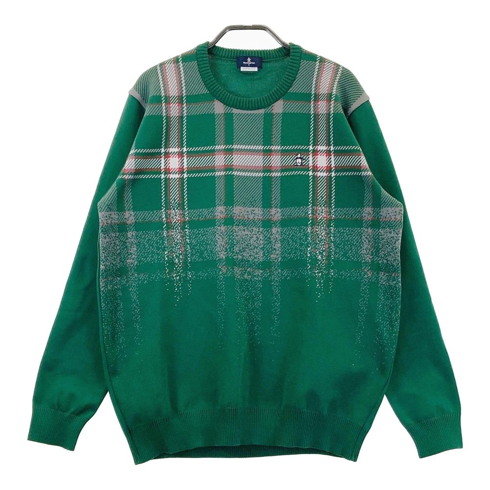サイズ：L MUNSING WEAR マンシングウェア 2024年モデル ニットセーター チェック柄 グリーン系 [240101601781] ゴルフウェア メンズ ストスト