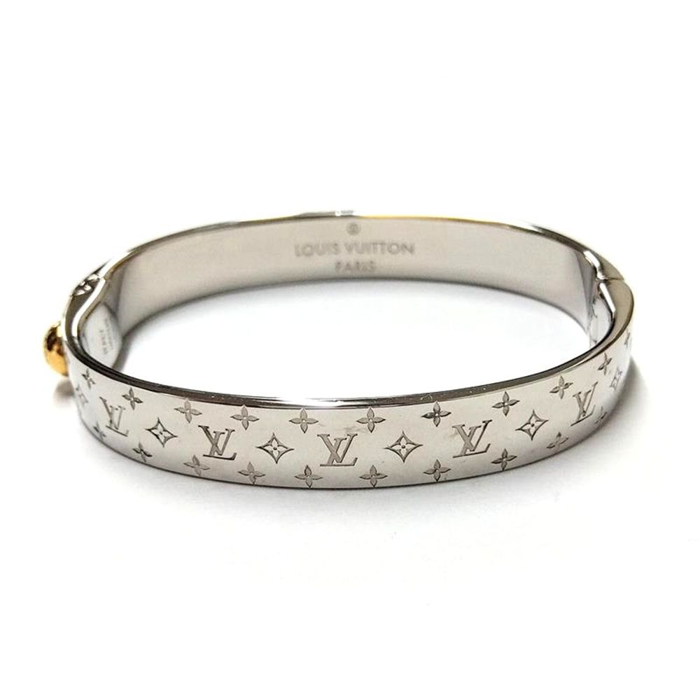 ルイヴィトン LOUIS VUITTON カフ ナノグラム バングル カフ S GPg シルバー M00249【中古】