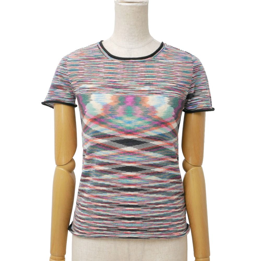 Missoni ミッソーニ ニット サイズ36 半袖 クルーネック マルチカラー ブランド古着【中古】20260529/RA9569