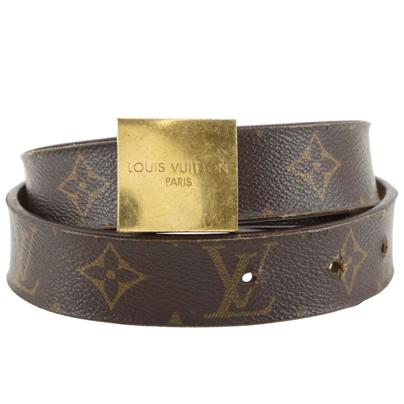 【LOUIS VUITTON】ルイ・ヴィトン サンチュール・キャレ M6801 モノグラムキャンバス 茶 LB1002 メンズ ベルト