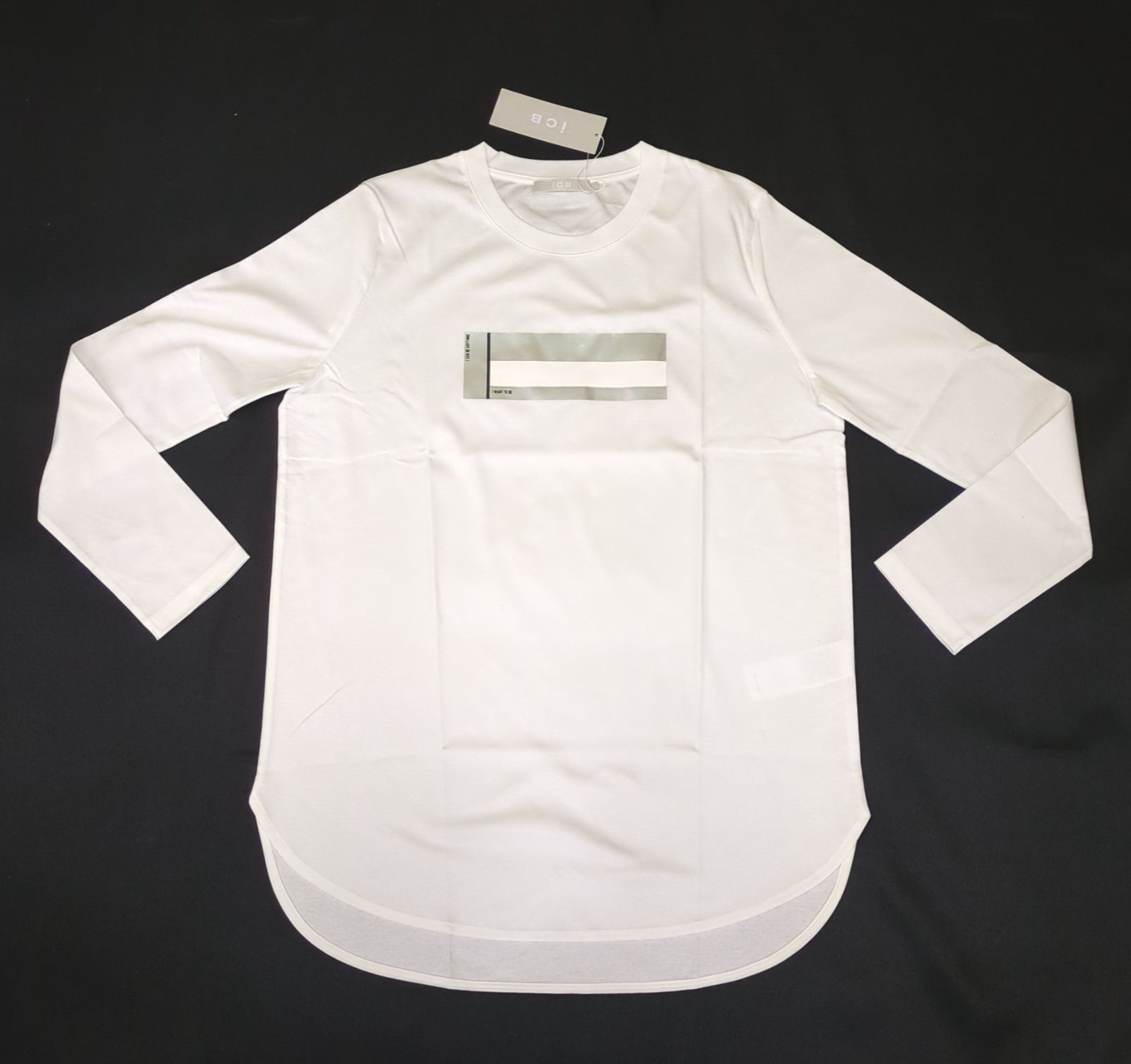【D33565】ICB　シンプルジャージープリントTシャツ　カットソー　白　長袖