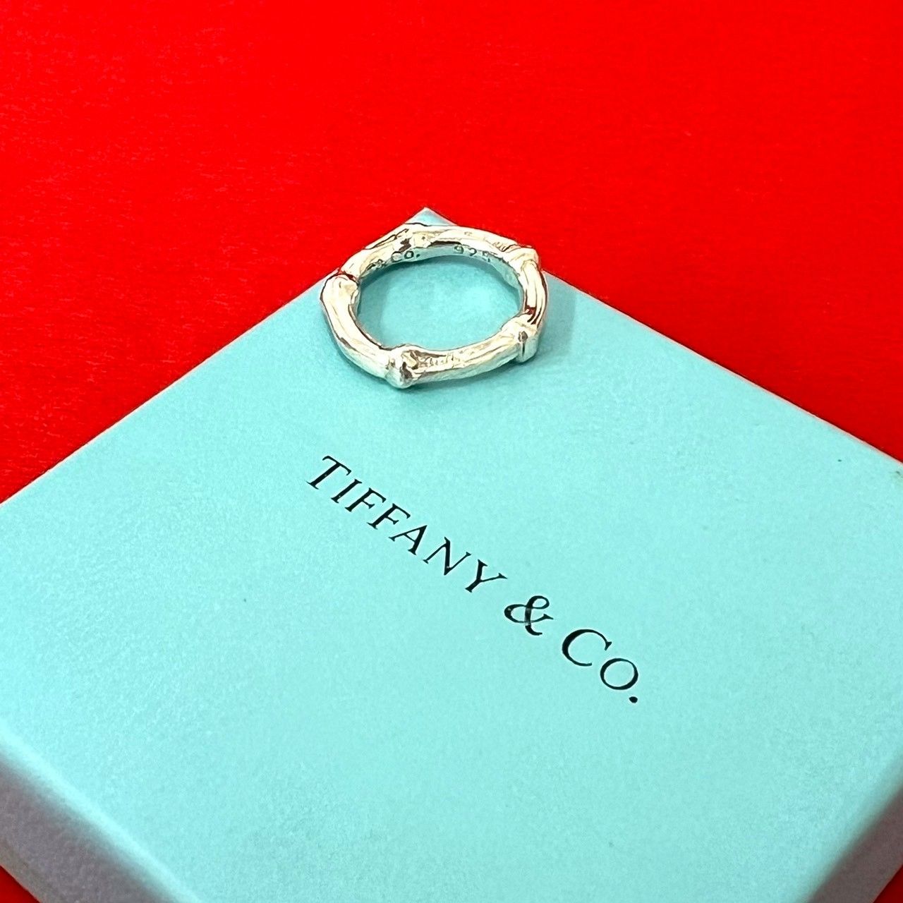 極 美品 TIFFANY&Co. ティファニー ヴィンテージ バンブー リング シルバー925 指輪 10号 アクセサリー メンズ レディース シルバー 55510