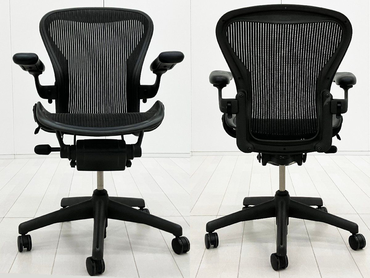 HermanMiller/ハーマンミラー■クラシックアーロンチェア Bタイプ■黒■スタンダード■可動肘■ランバー欠品