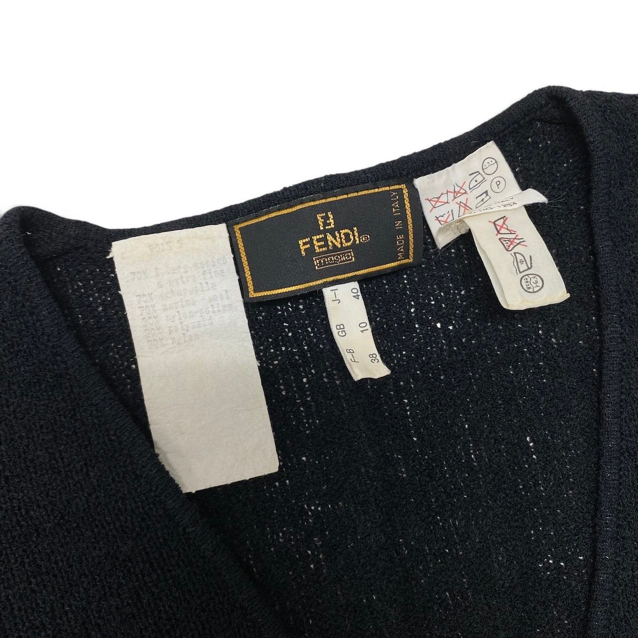 11e29 FENDI フェンディ 切替ニット ロングワンピース Vネック シアー 