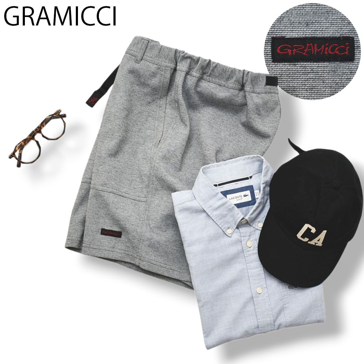 【美品】 グラミチ Gramicci GMP－18S156 クールマックス ショーツ スウェット ショート パンツ トレーナー バックルベルト M グレー アウトドア タウンユース レジャー メンズ