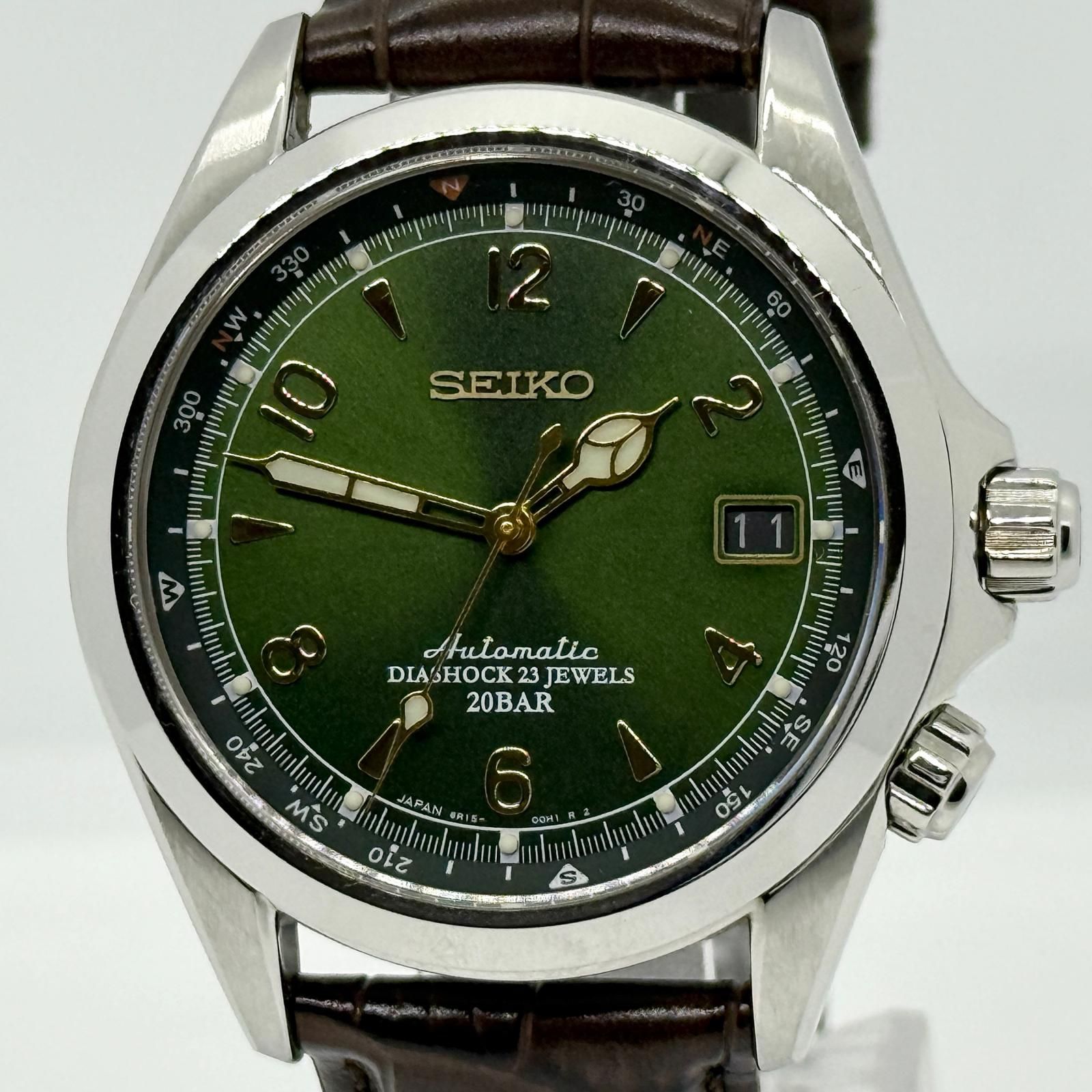 SEIKO セイコー メカニカル Alpinist アルピニスト 6R15-00E1 グリーン AT メンズ 腕時計 稼働品