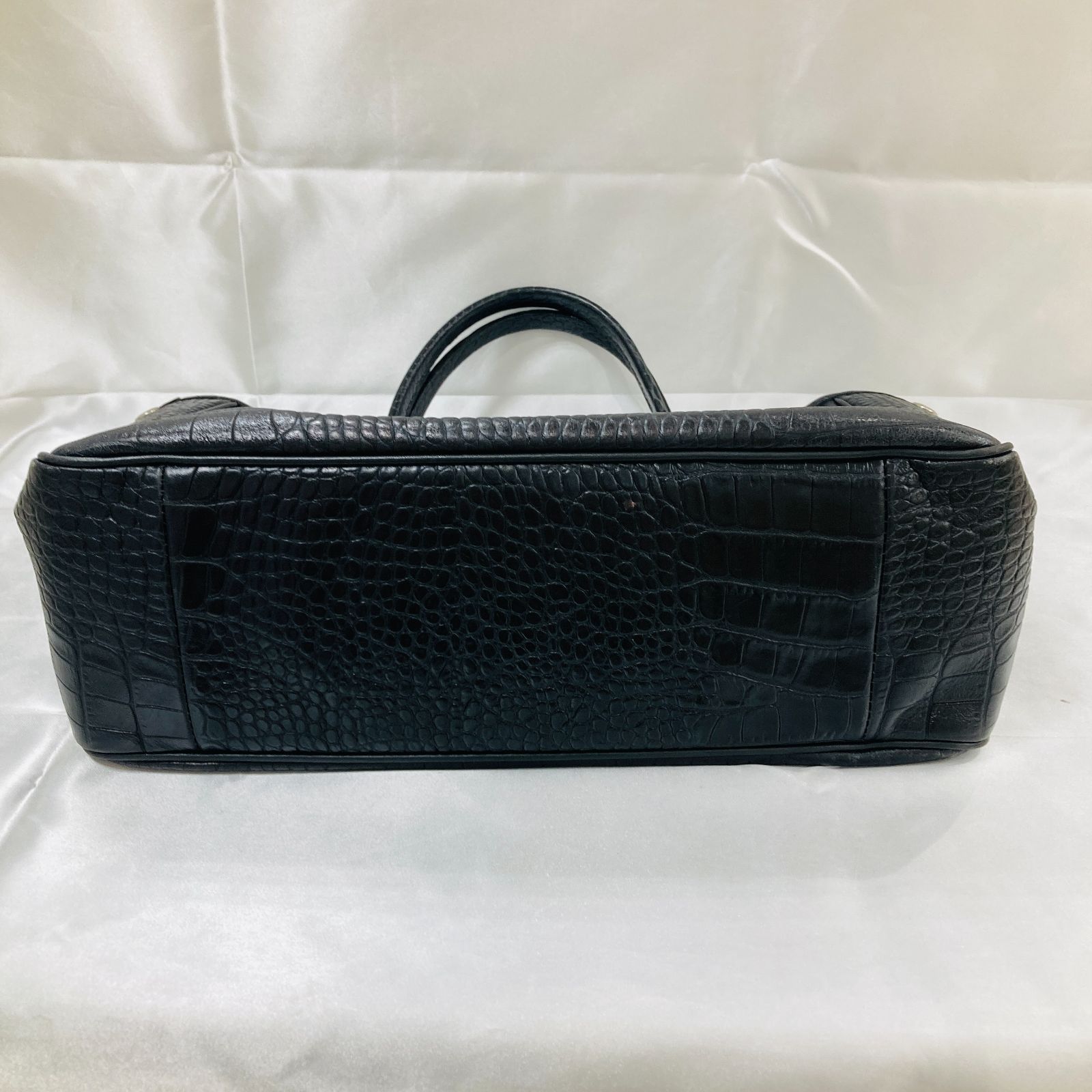 A【中古品】LONGCHAMP ロンシャン クロコダイル型押し トートバッグ