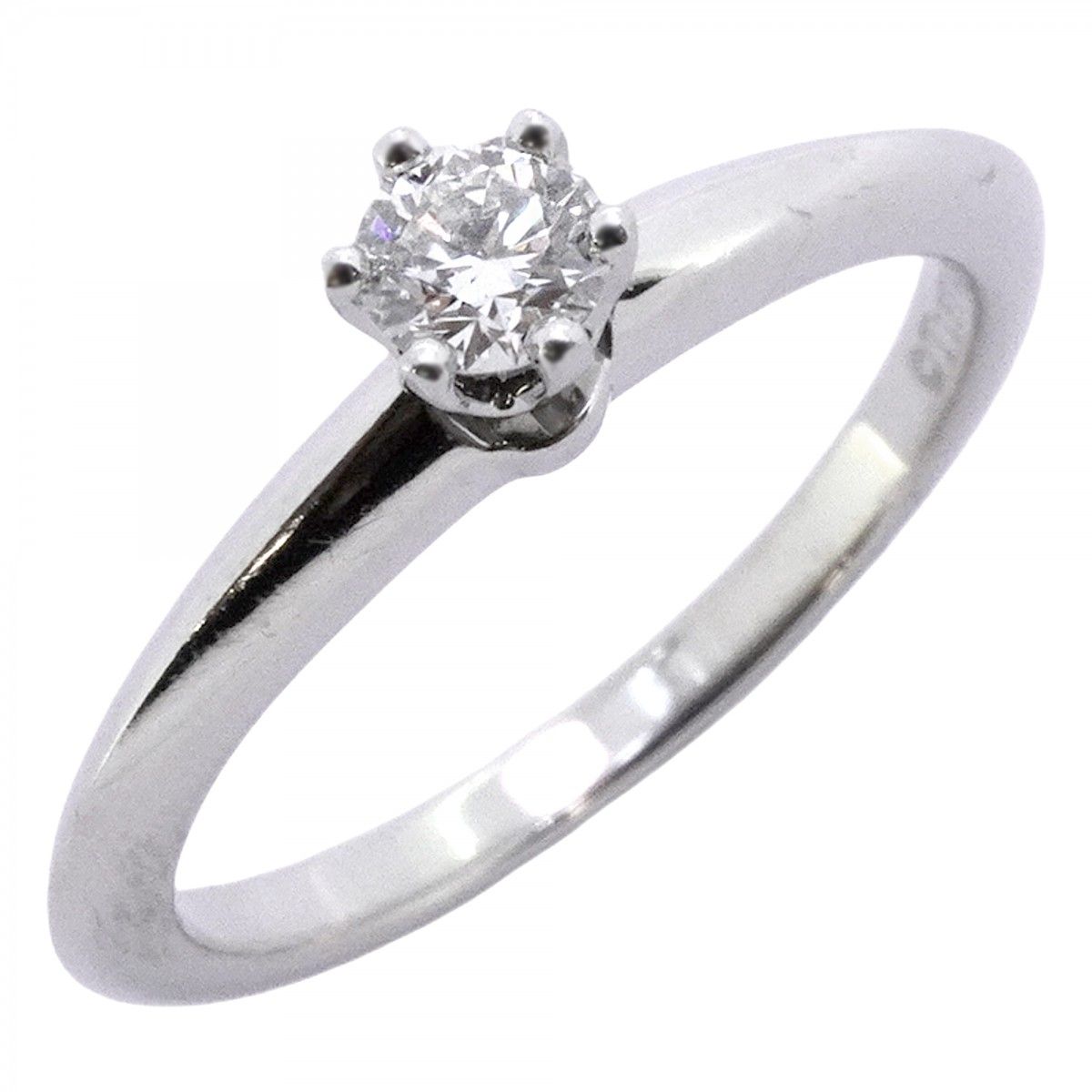 【6jeb0560】ティファニー リング ソリティア 1PD Pt950 プラチナ ダイヤモンド 0.19ct 11号【中古】レディース