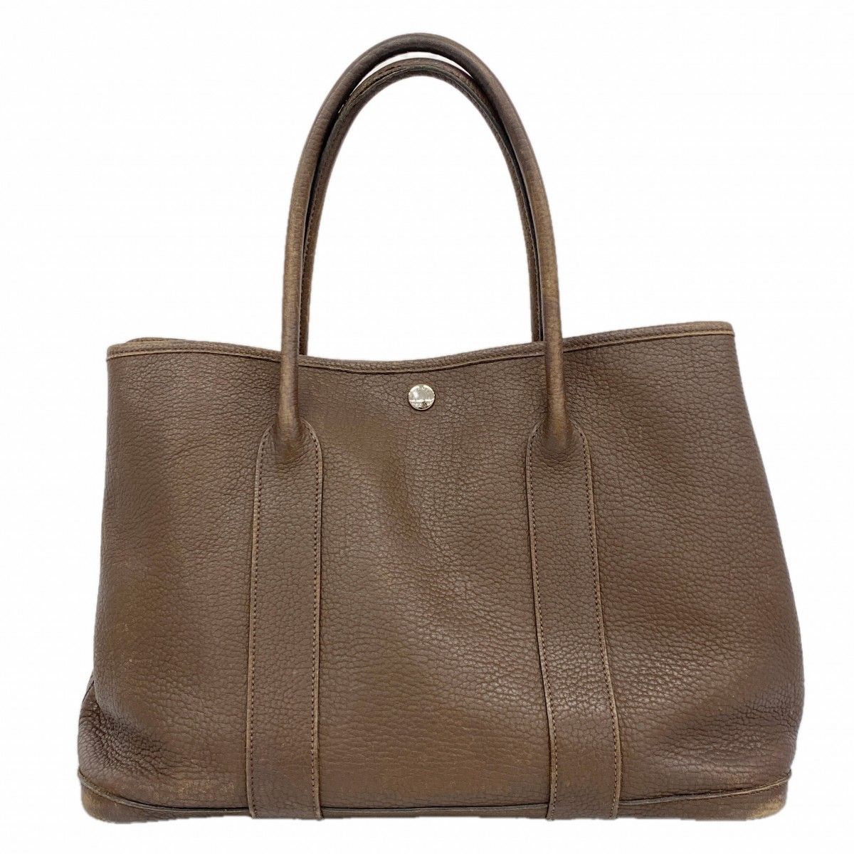 【6ee5285】エルメス トートバッグ ガーデンパーティPM ネゴンダ ハバナ シルバー金具 □L刻印【中古】レディース
