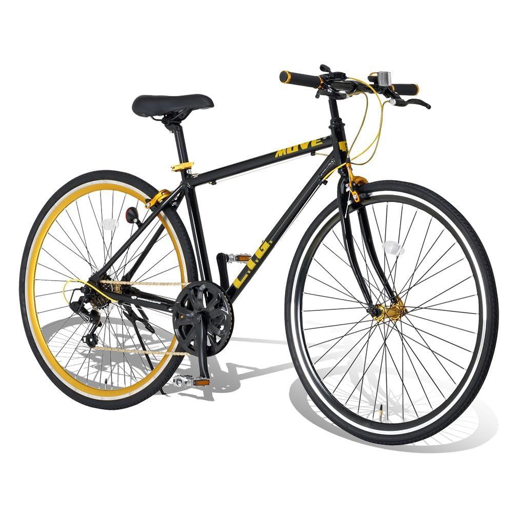 特価 700C 7段変速 自転車 アルミフレーム カラータイヤ クロスバイク カラーリム フロントクイックリリース LIG リグ(LIG) MOVE ブラック/ホワイト/ホワイト・スカイブルー/ホワイト・レッド/ネイビー・レッド